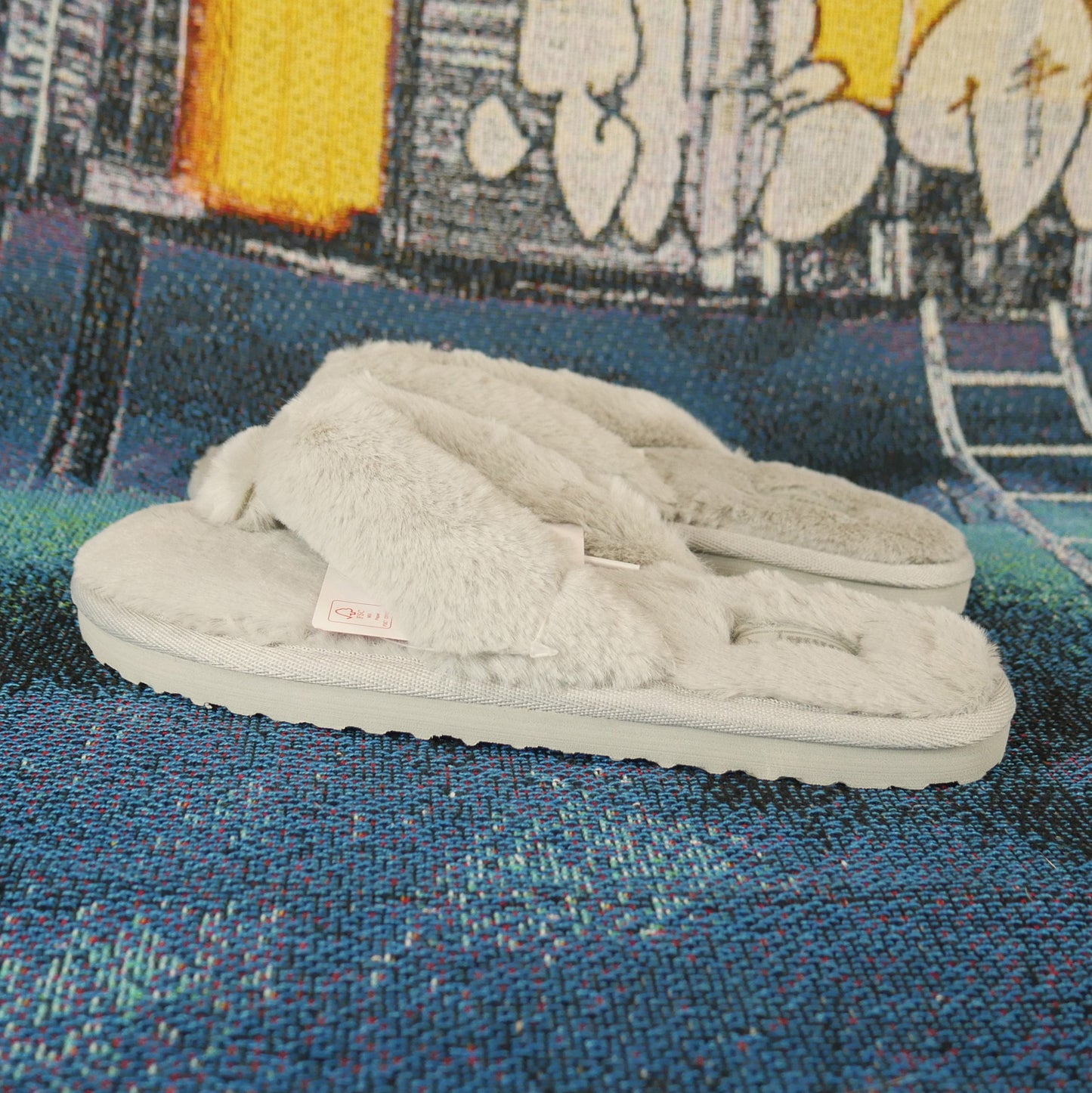 Puma Fluff Faux Fur Flip Flop (Gray)