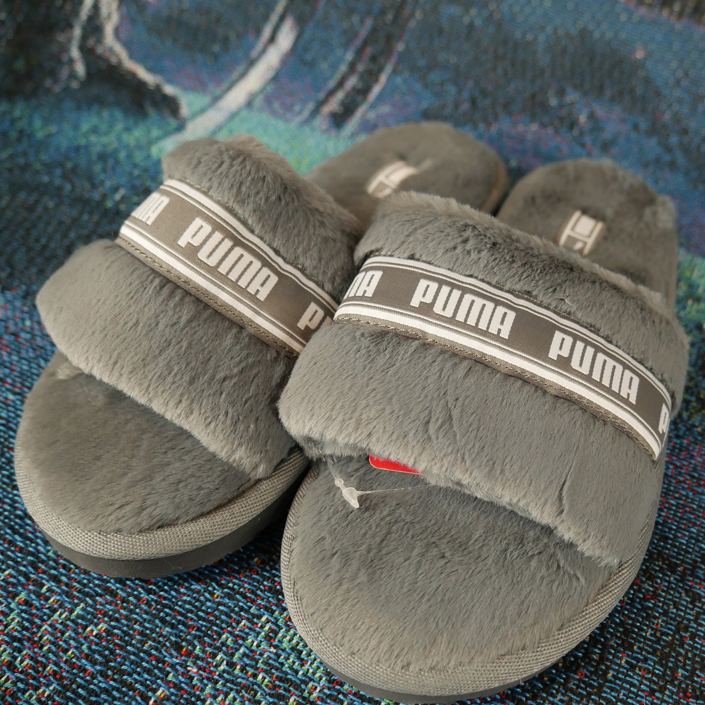Puma Fluff Slides (Grey)
