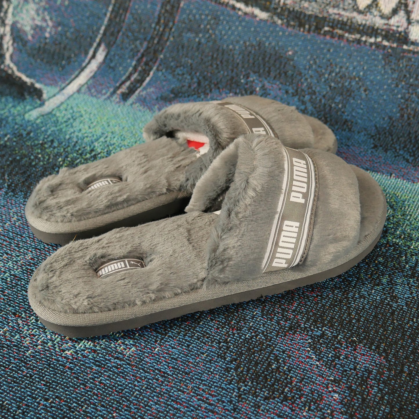 Puma Fluff Slides (Grey)