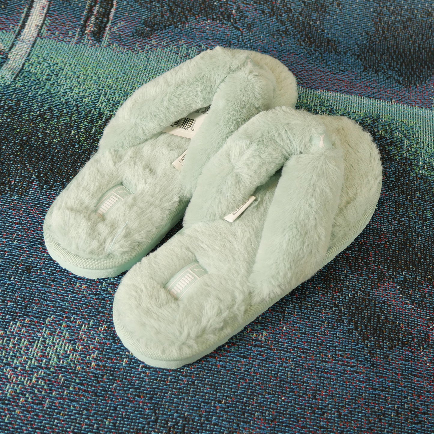 Puma Fluff Faux Fur Flip Flop (BBlue)