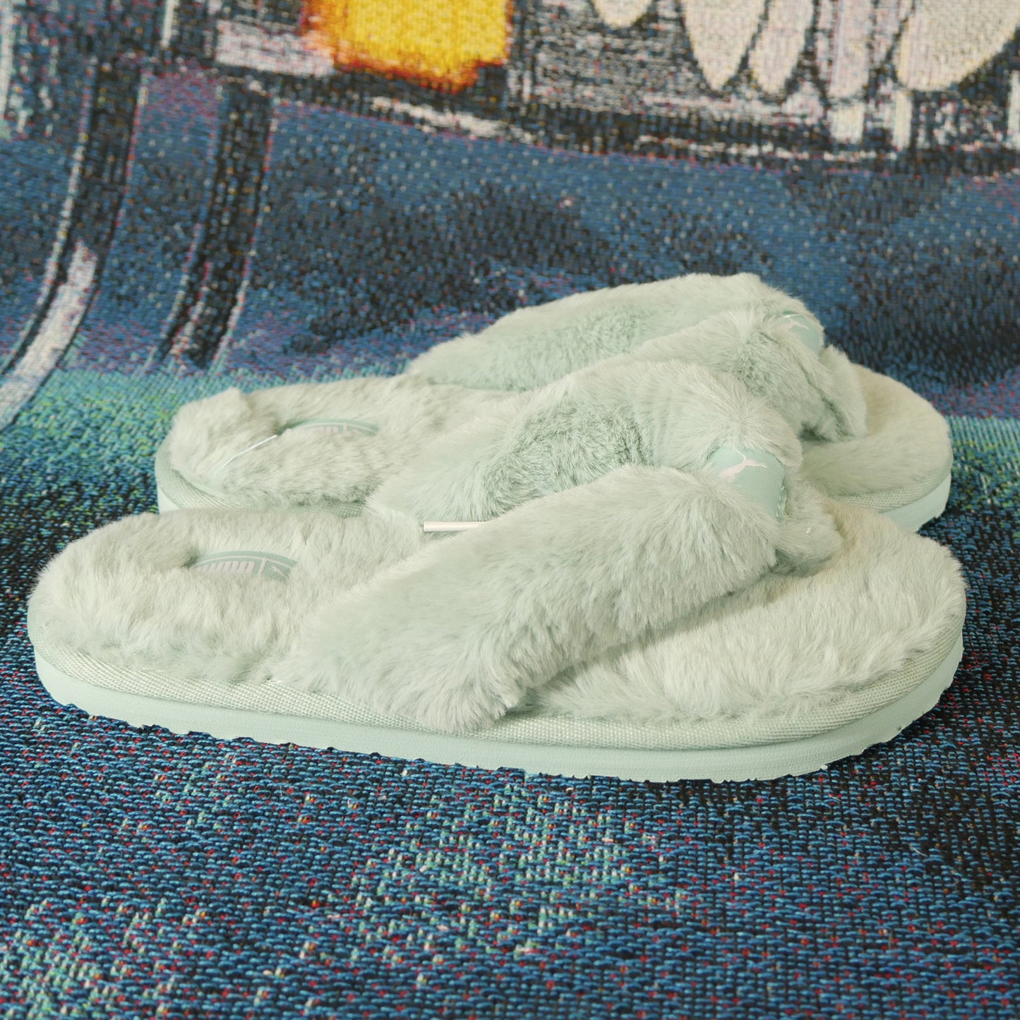 Puma Fluff Faux Fur Flip Flop (BBlue)